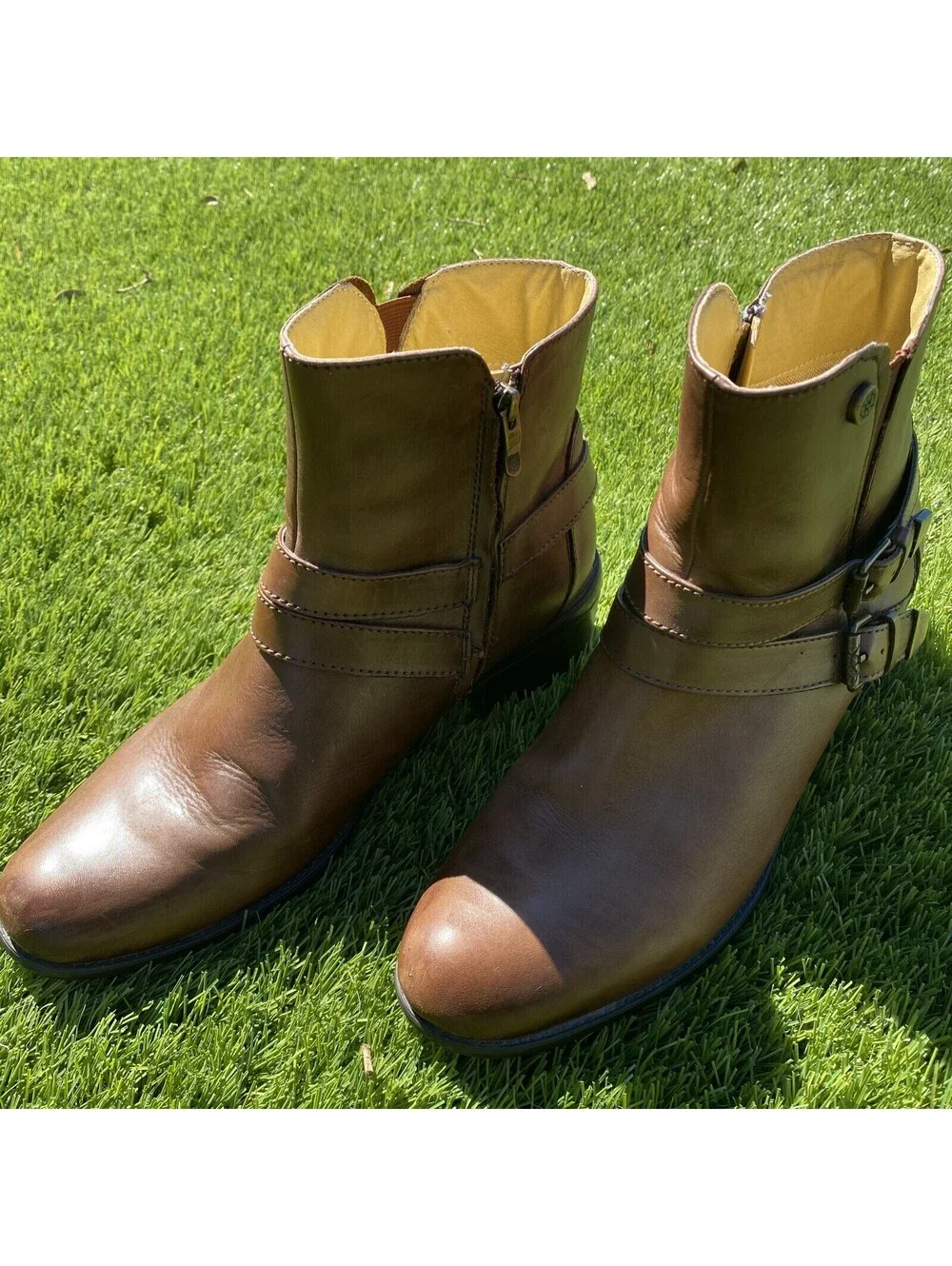 Bussola Antwerpen Luggage leather Ankle boots women’s 9,5low riding buckle strap